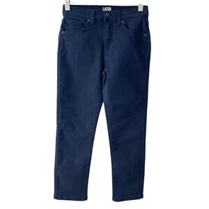 Lazer/Co Cotton Stretch Slim Straight Khakis Chinos - Navy Blue - 7